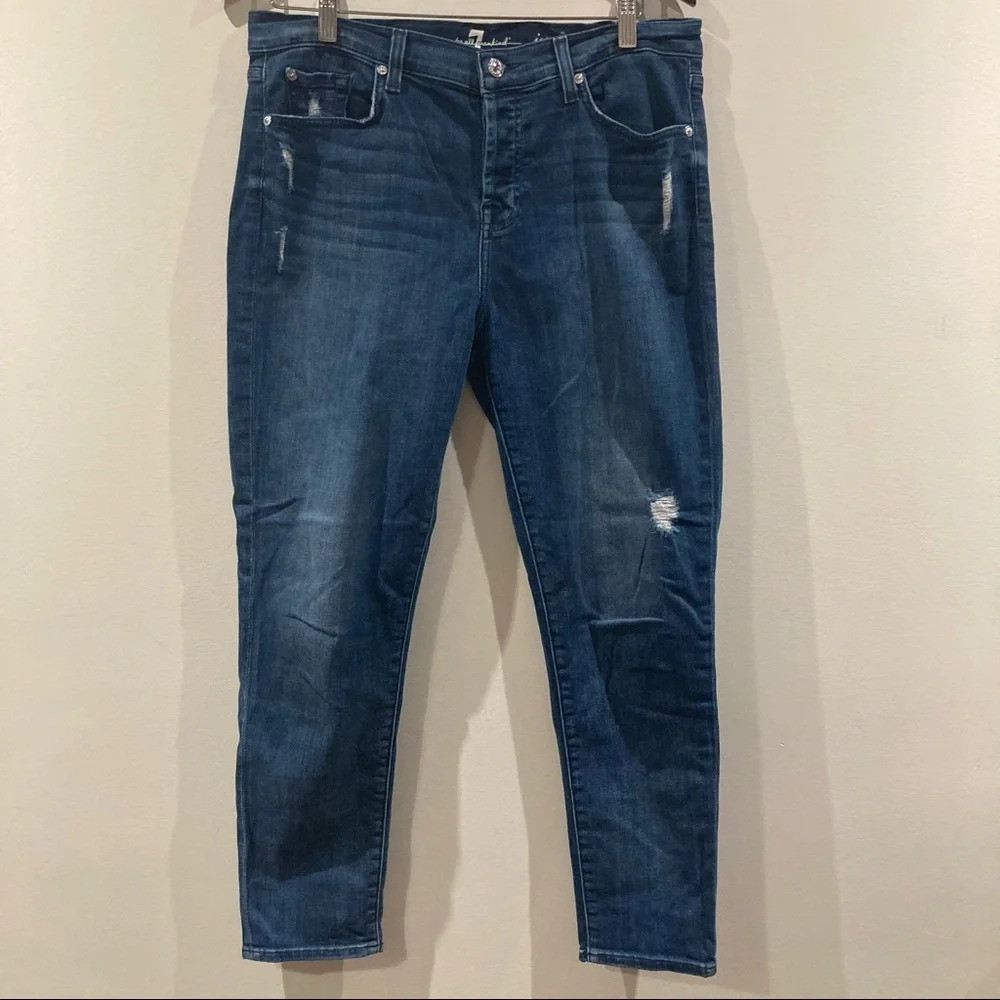 7 FOR ALL MANKIND Sz 29 Josephina Skinny Boyfriend High Rise Distressed